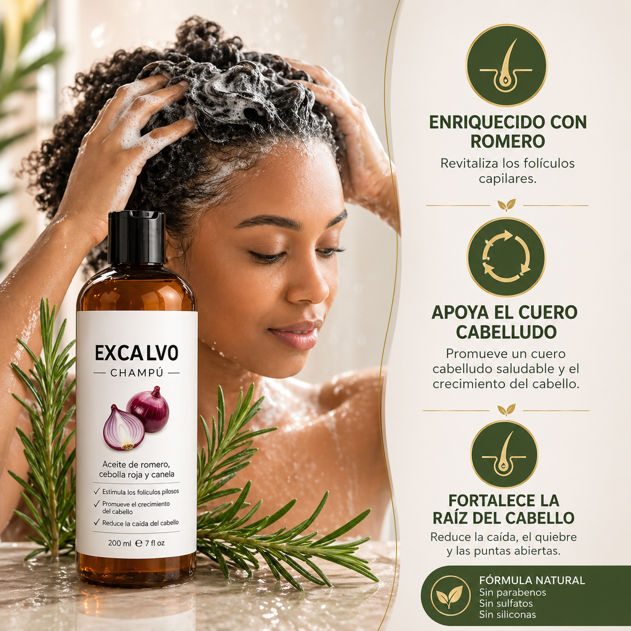 Shampoo Excalvo: Recupera la Fuerza y Volumen de tu Cabello 🌱