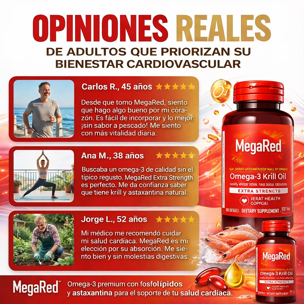 MegaRed Omega-3 + Aceite de Krill | Recupera tu salud Cardiovascular y Articular
