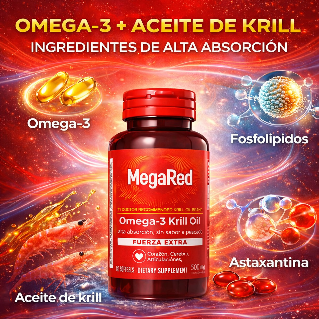 MegaRed Omega-3 + Aceite de Krill | Recupera tu salud Cardiovascular y Articular