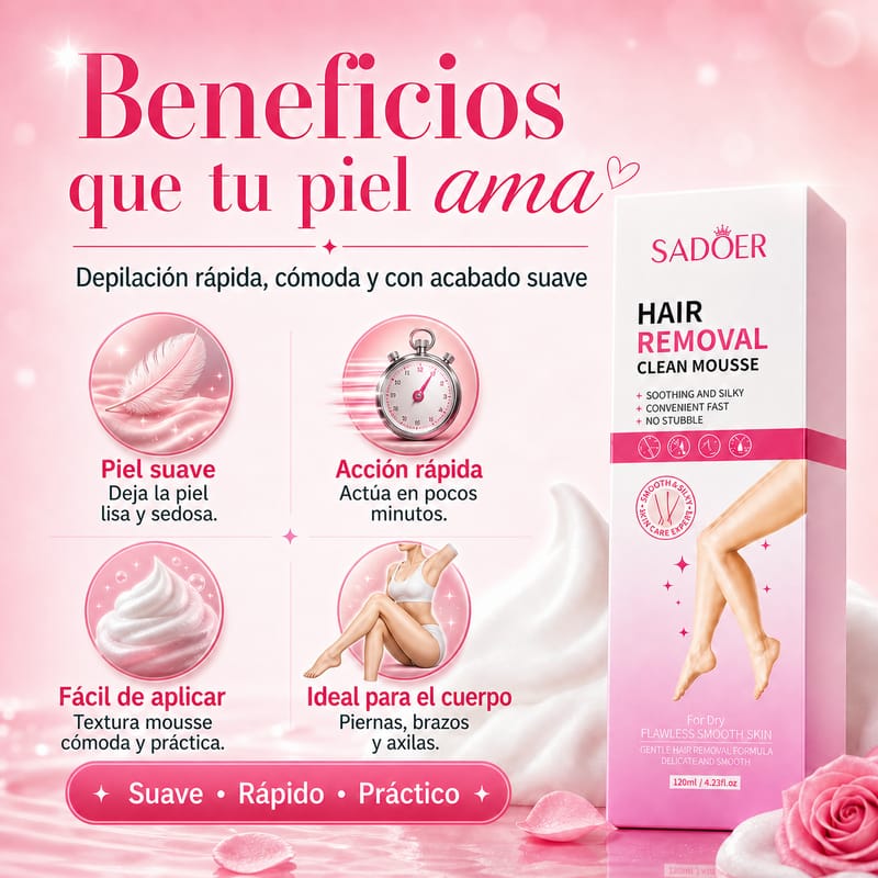 ✨ Espuma Depilatoria SADOER para Mujer | Piel Suave y Lisa 💖