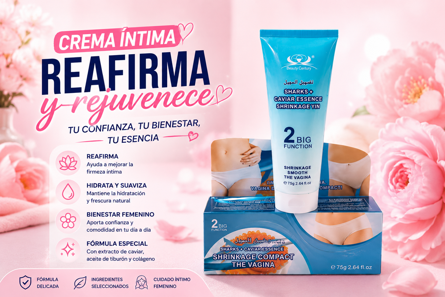 Crema Estrechante Íntima para Mujeres | Rejuvenece y Reafirma Naturalmente