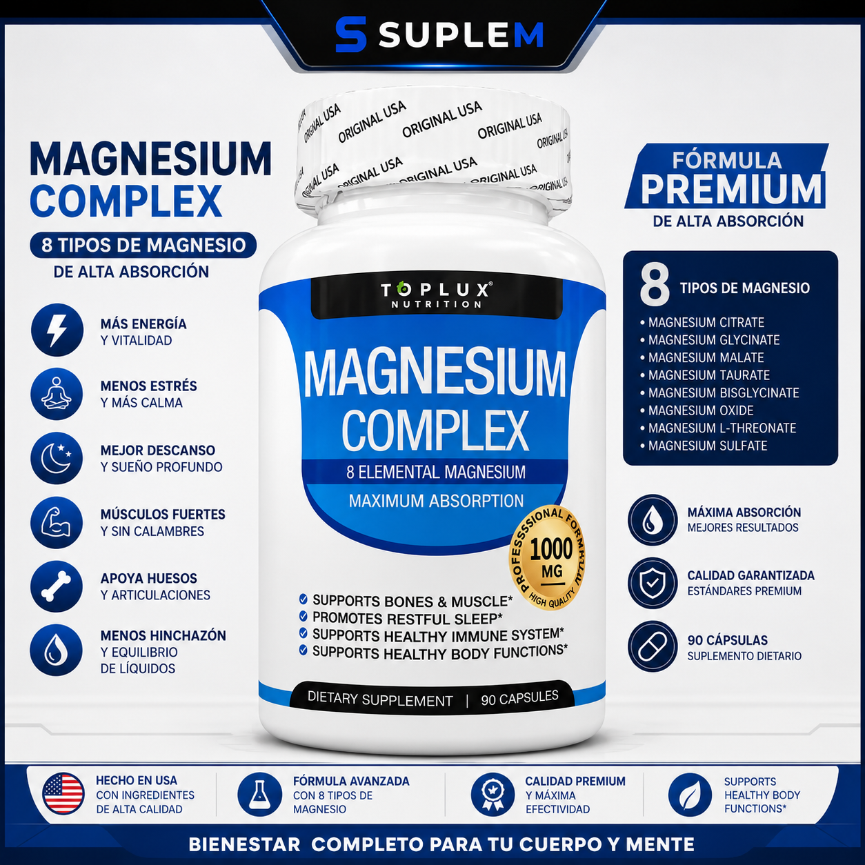 🔥 Magnesium Complex 1000mg | Más Energía, Mejor Descanso y Menos Estrés