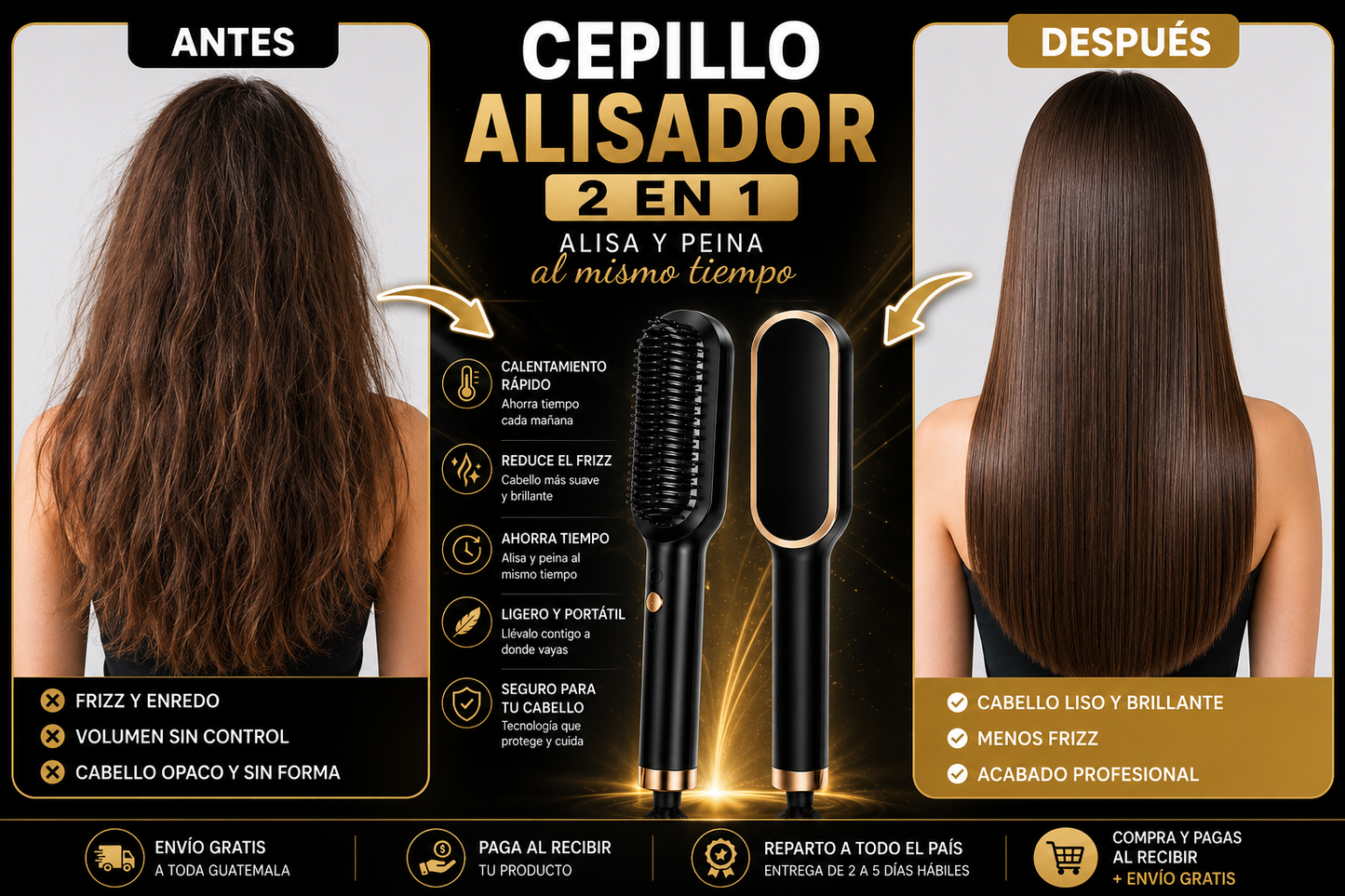✨ Cepillo Secador y Alisador 2 en 1 Profesional 💇‍♀️