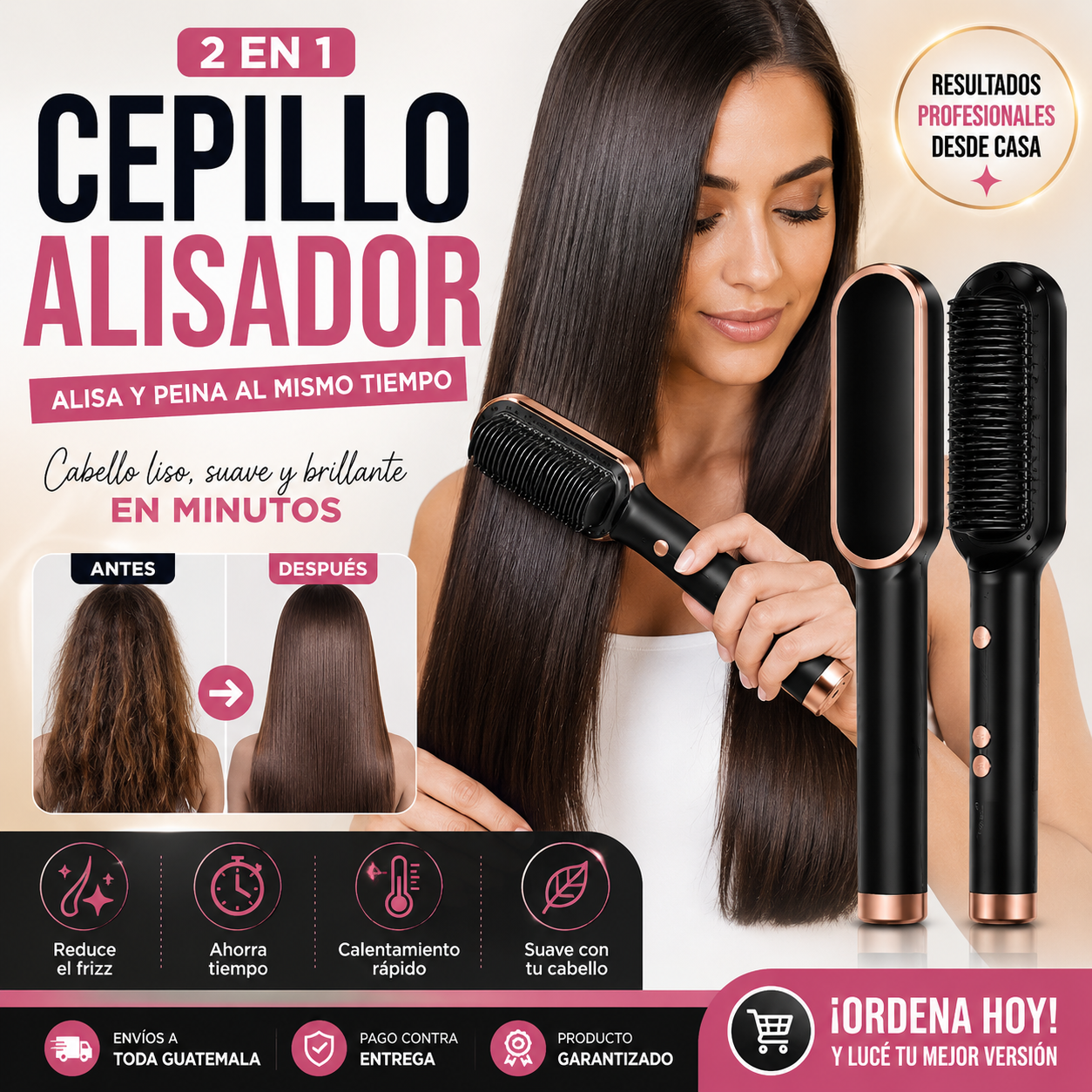 ✨ Cepillo Secador y Alisador 2 en 1 Profesional 💇‍♀️