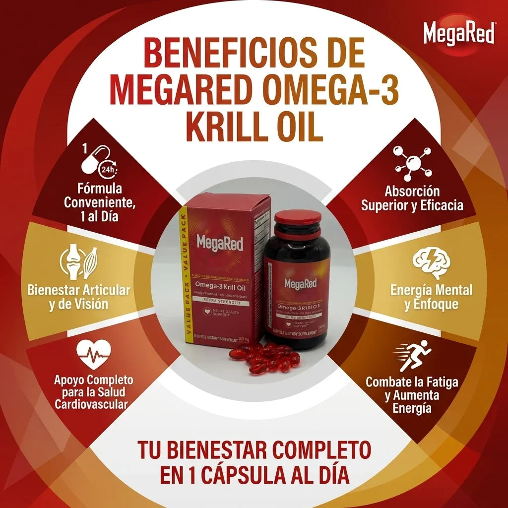 MegaRed Omega-3 + Aceite de Krill | Recupera tu salud Cardiovascular y Articular