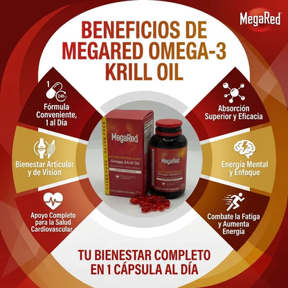 MegaRed Omega-3 + Aceite de Krill | Recupera tu salud Cardiovascular y Articular