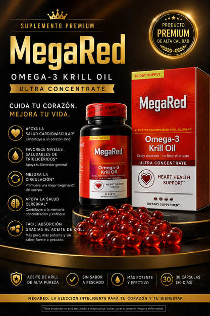 Mega Red/ Omega 3 krill Oil- recupera tu energía y confianza